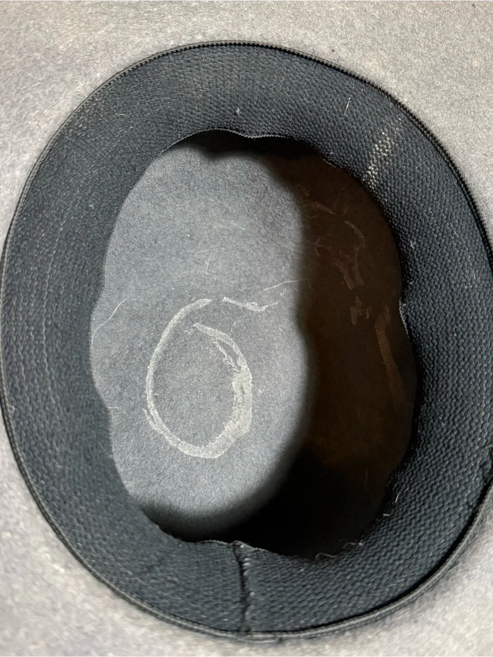 Youth Western Cowboy Hat Gray Felt. Crown is 21” around on the inside. No liner.
